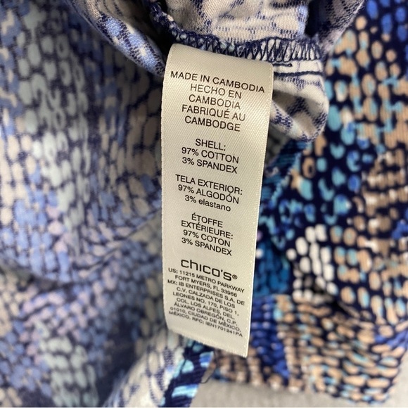 Chicos Multicolor Fine Corduroy Long Sleeve Artsy Button Up Shirt Sz M - Picture 8 of 9